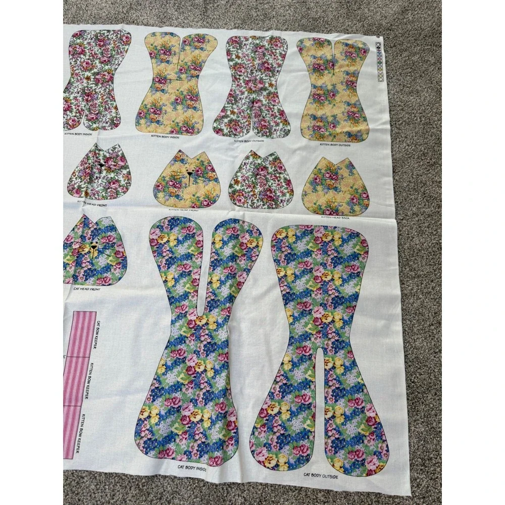 Vintage Daisy Kingdom Parlor Cats Fabric Panel 3823 Springs‎ Industries Floral